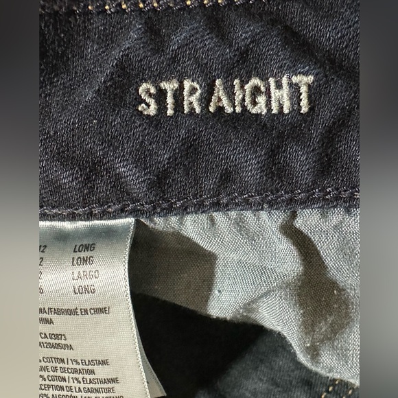 AMERICAN EAGLE Straight leg jeans size 12 long dark wash stretch - Picture 7 of 10